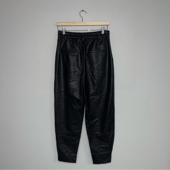 Zara Faux Leather Trousers Pants Elastic Waist Black  Women's Size Small - Picture 7 of 13